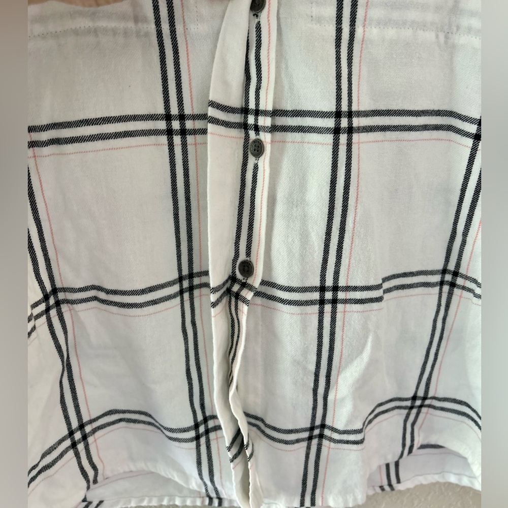 Roxy Young Again Long Sleeve Button Down Black & Pink Flannel | S - Picture 7 of 10